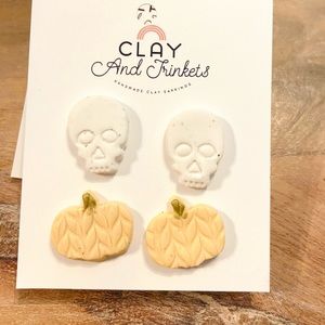 Halloween Fall Earrings Pumpkin & Skulls
